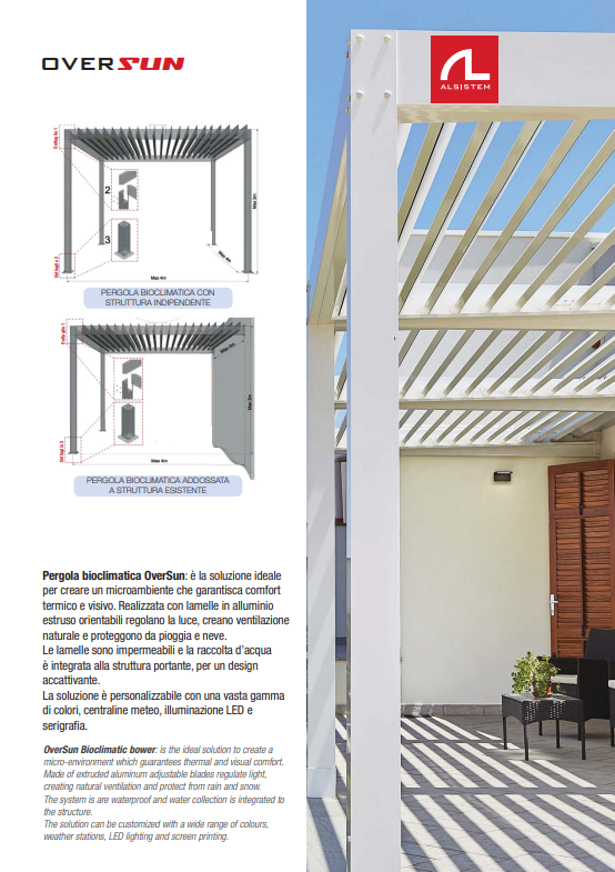 OverSun scheda tecnica pergola